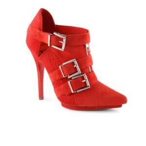 Woman's FANNI stiletto heel bootie By ALDO Rise + Preen in red suede Size 8